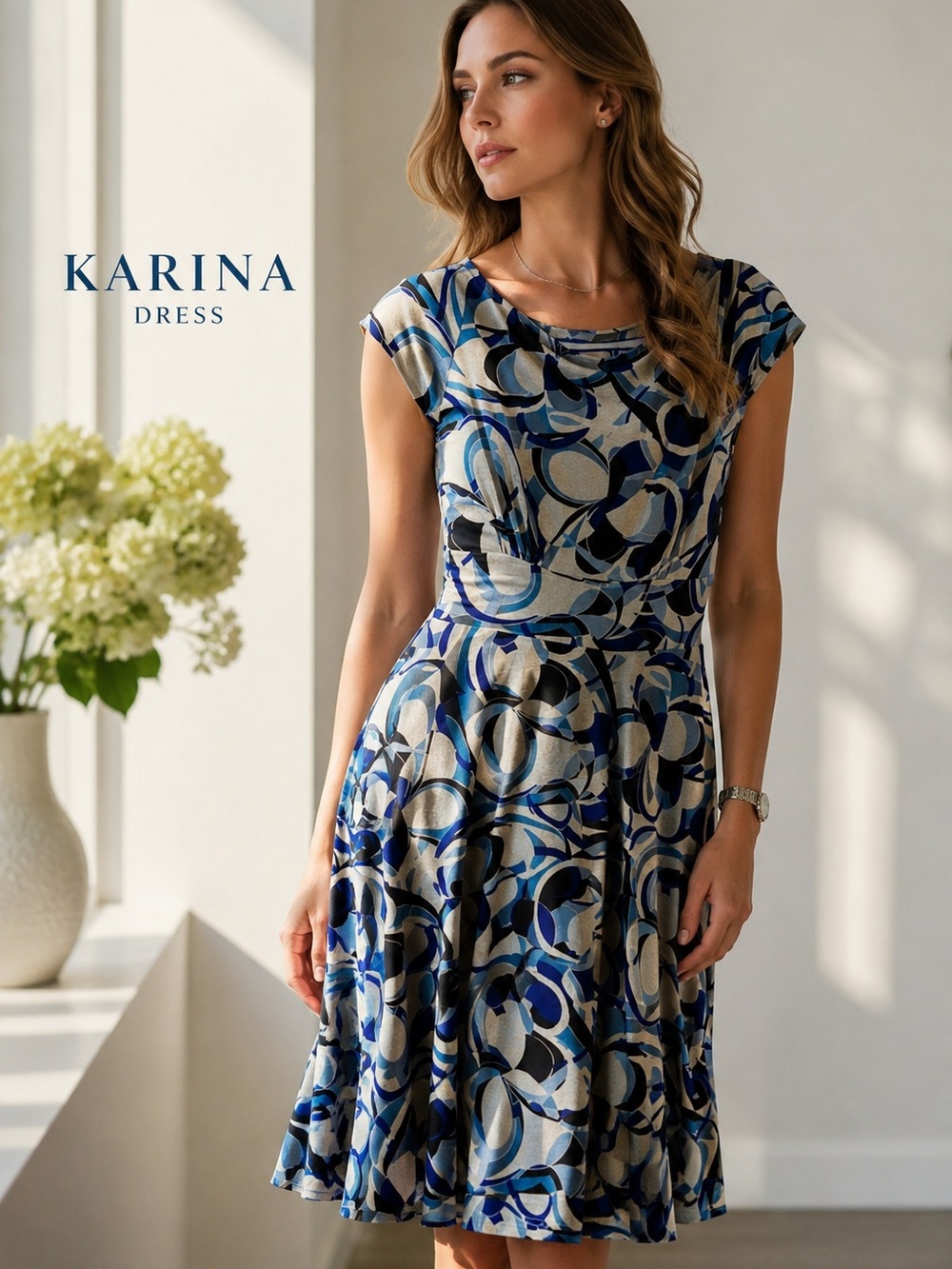 Karina Fit & Flare Blue Dress